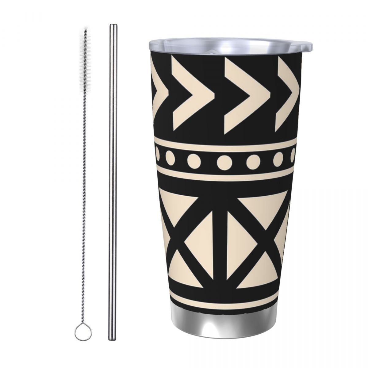 Tumbler 20Oz White - Afrika Çamur Bezi Siyah Beyaz Trend