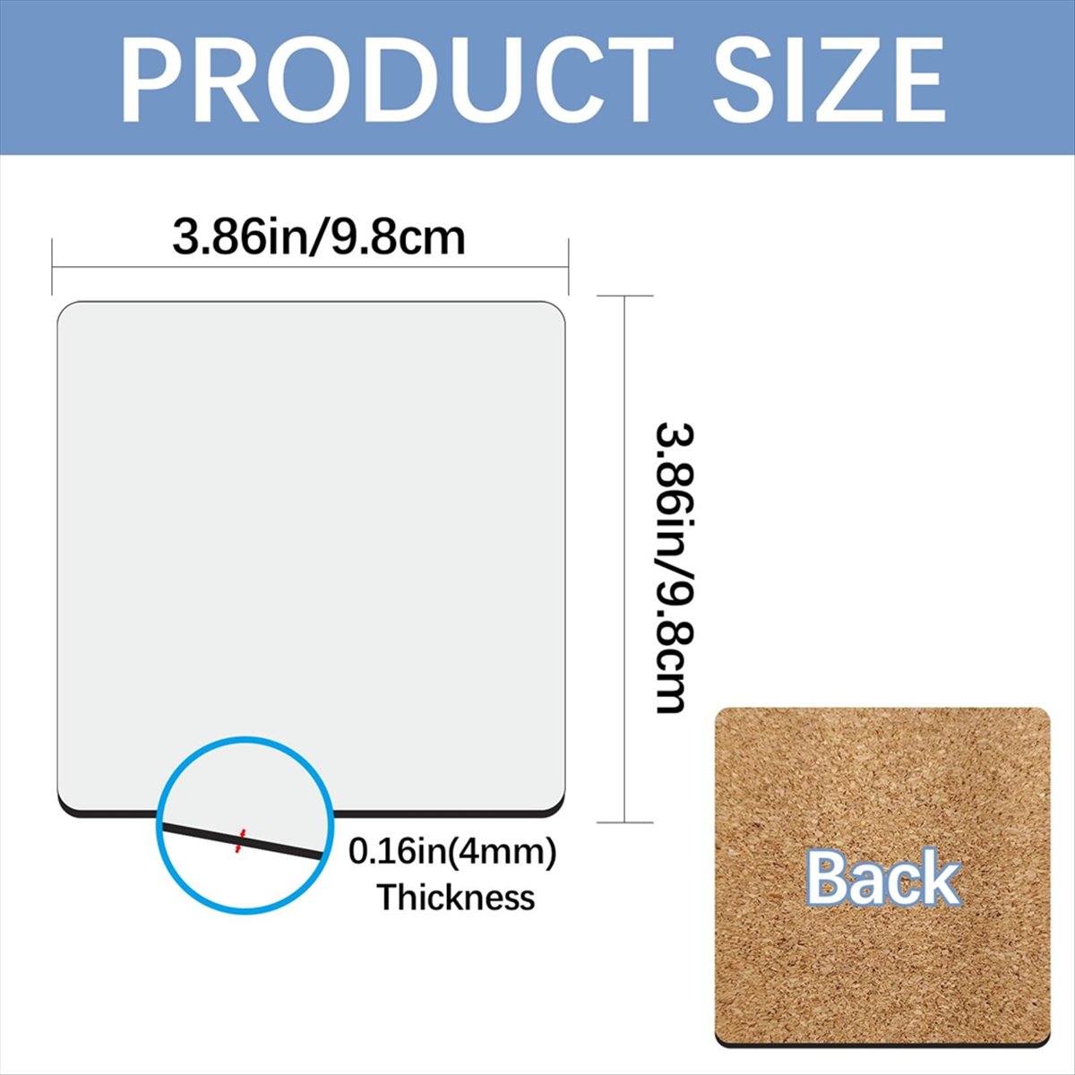 Coaster Sublimation Blank - ABYA 30 Adet Sublimasyon Kare Bardak