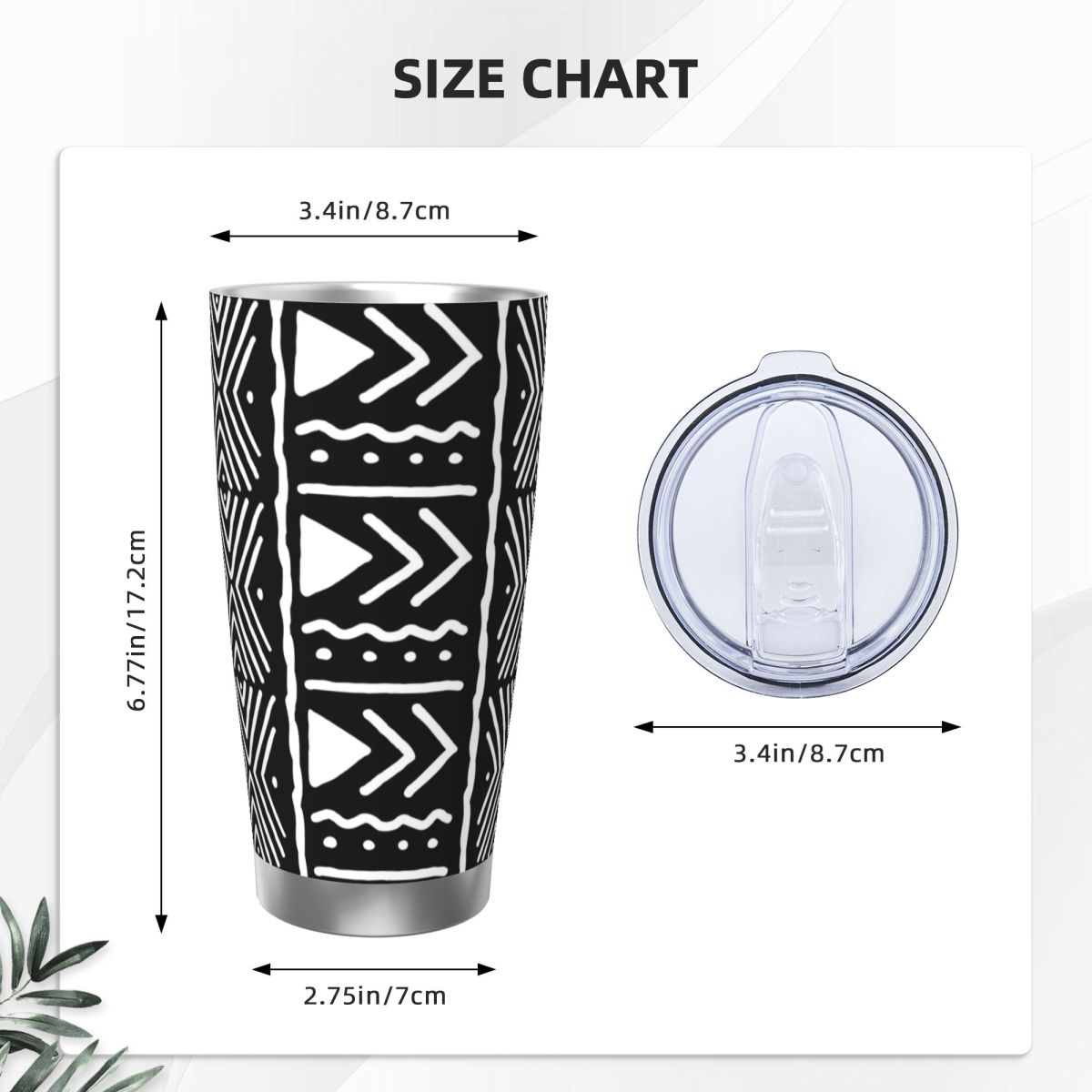 Siyah Beyaz Afrika Bogolan Kab - Tumbler 20Oz White incelemesi ve fiyatı